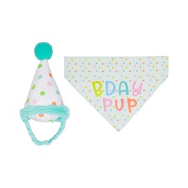 Pearhead Birthday Pup S/M Bandana Hat Set, Pet Birthday Gift, Dog Birthday Party Accessories, Party Hat and Bandana for Dogs, Pet Owner Must Have Accessories, Small/Medium