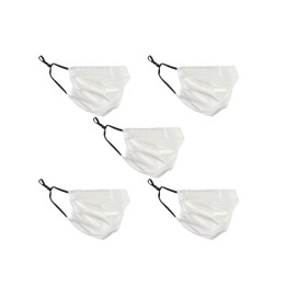 Habac Studio Pack of 5 Satin Silk Face Masks, Face Masks Washable UK, Reusable Face Mask, Mens Face Mask, Silk Mask, Masks for Women, Silk Face Covering, Nose Wire, Adjustable, UK Seller (White)