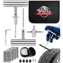 TIFICAL Flat Tire Repair Kit, Tubeless Tire Repair Kit, 32 PCS Car Tire Patch Kit for Cars, Motorcycles, ATVs, Tractors, Lawn Mowers, RVs, Jeeps, Trucks, SUVs and Trailers