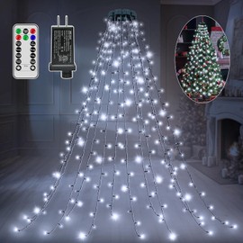 Ccinny 300 LED Christmas Tree Lights with Remote, 8 Lights Modes with Timer& Memory Function, White Christmas Lights Waterproof for Outdoor Indoor Christmas Decorations