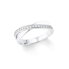 Amor 2035549 Women's Ring 925 Sterling Silver with Synthetic Zirconia Silver Comes in Jewellery Gift Box, Rhodium-plated 925 silver, Synthetic zirconia.