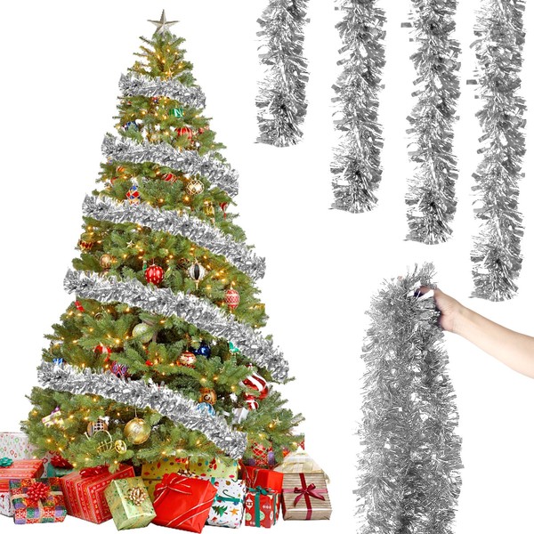 Pack of 6 x 2 m Christmas Tinsel Garland, Tinsel