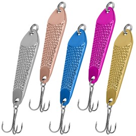 QualyQualy Fishing Lures Fishing Spoons Lure Hard Bait Jigging Spoon for Saltwater Freshwater Fishing Bass Lure 1/2oz 4/7oz 1oz 1.4oz 2oz,5PCS (1 2/5 oz)