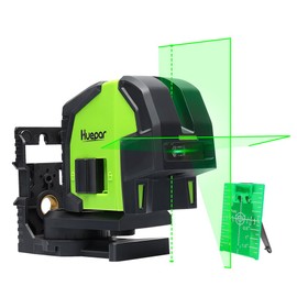 Laser Level with 2 Plumb Dots - Huepar Professional Green Laser Beam Fan Angle of 130° Selectable Vertical & Horizontal Lines, 2 In 1 Multi-Use Self-Leveling Alignment Laser Level - 8211G