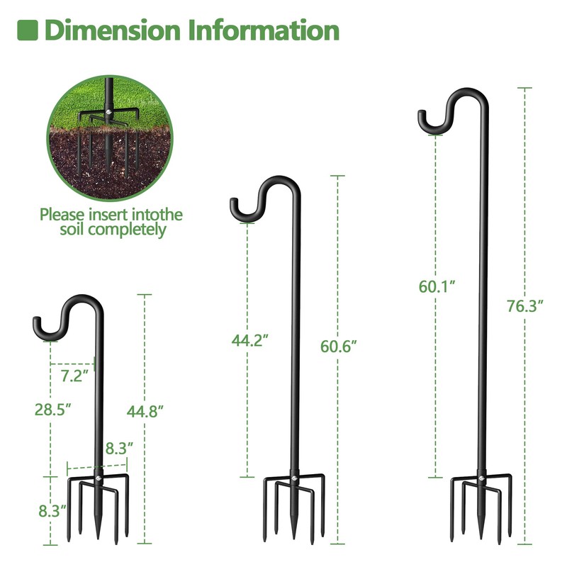 Surprizo 76" Shepherds Hooks for Outdoor, Extra Thick Bird Feeder