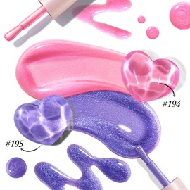 AZUREBEAUTY Vegan Glitter Nail Polish, 2 Colors Pink Purple Shimmer Long Lasting Quick Dry, Natural Lustrous Enamel for DIY Manicure Salon at Home Women Gifts 2Pcs 0.34oz