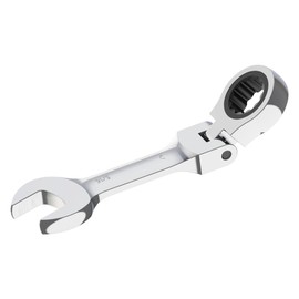 FOCMKEAS 5/16-In Stubby Flex-Head Ratcheting Combination Wrench SAE 72 Teeth 12 Point Ratchet Box Ended and Open End Spanner Tools, Anti-slip Flexible Head Gear Wrench, Heat-Treated CR-V(Sliver)
