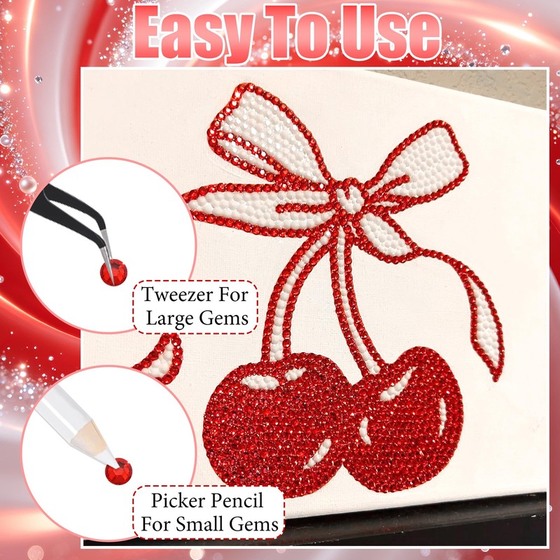 Red Resin Rhinestones Flatback Gems Bedazzler Kit for DIY
