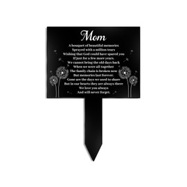 COLOR VALLEY ART Mom Remembrance Plaque Stake Acrylic Grave Marker for Cemetery Black Memorial Garden Stake Sympathy Grave Stake for Outdoors Yard Grave Waterproof Cemetery Decoration