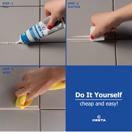 Cesta Tile Grout Repair Kit – Squeeze Tube, Fast Drying, Waterproof Tile Grout Paint to Restore & Renew Tile Joints Line for Bathroom, Kitchen, Shower & Floor Tile (Beige, 8.8 oz)