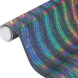 AuMoHall Holographic Sparkle Silver Car Vinyl Wrap Glitter Light Beam Glossy Colorful Chameleon Car Vinyl Wrap with Air Release Technology, 59.84'' x 7.87''