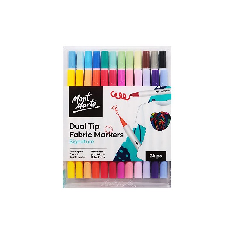 Mont Marte Signature Dual Tip Fabric Markers (24 Pieces)