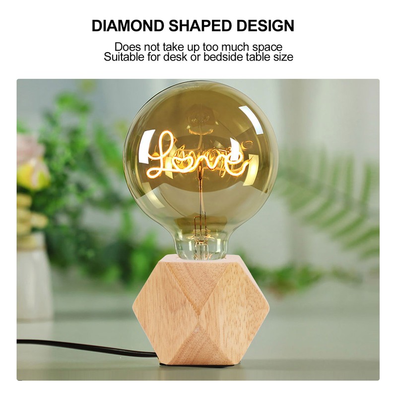 Wooden Diamond Lamp Base E27 Socket Modern Small Wood Table