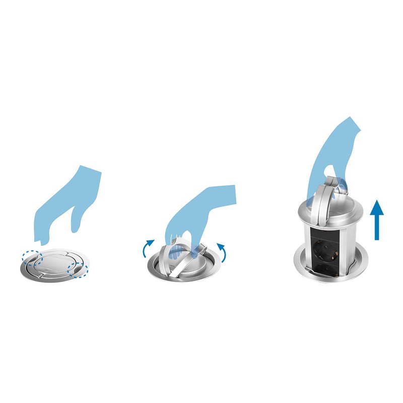 LogiLink LPS235A Pop-Up Power Strip 3-Way (3 x CEE 7/3)