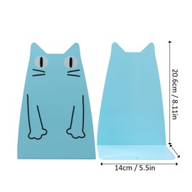 1 Pairs Nonskid Metal Book Ends Cat Metal Bookend Large Heavy Duty Bookends Book Organizer Holder Cat Shape bookends for School Library Shelf Home Office (Black)