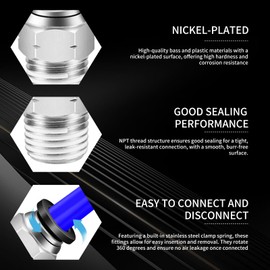 QITUO Push to Connect Fittings kits,6mm Tube OD x 1/8 Inch NPT Thread Male Elbow and Straight Pneumatic Quick Connect Air Hose Fitting kits Tube Fittings Air Fittings 24Pcs