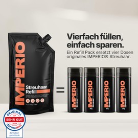 IMPERIO Scattered Hair Refill Pack - 110 g Refill Bag with Premium Pouring Hair - Sustainable Refill Pack with Practical Closure - Easy to Refill the Hair Fibres Tin (Black, 110 g)