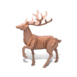 Puzzled 3D Puzzle Deer Wood Craft Construction Model Kit, Fun, Unique & Educational DIY Wooden Toy Assemble Model Unfinished Crafting Hobby Puzzle to Build & Paint for Decoration 38 Pieces Pack