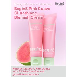 BeginS Pink Guava Glutathione Blemish Cream 1.7 Fl Oz, Dark Spot, Pigment Correcting Moisturizer with Niacinamide and Vitamin C for Uneven Skin Tone, Hydrating Glow, Korean Skincare