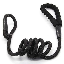 Dog Lead Leash, 5.2 FT Reflective Rope Lead for Pet Adjustable Nylon Dogs Training Leash with Sponge Handle for Large and Medium Dogs Pet Leash (Black)