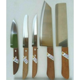 Kiwi 5pcs Thai KIWI Brand Knives Wood Handle Kitchen Blade Stainless - ( #172 Set )