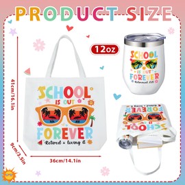 Patelai 2 Pack Teacher Retirement Gifts 2026 Teacher Appreciation Gifts White Canvas Bag with Pocket 12 Oz Stainless Steel Tumbler for End of the School Year Graduation Retired Presents