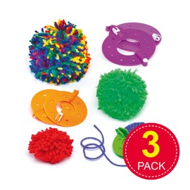 Baker Ross EF880 Reusable Pom Pom Maker Kit, Perfect for Kids to Create and Design for Their Arts and Crafts Projects (Pack of 3)