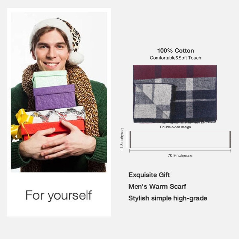 DiaryLook Men's Autumn Cotton Checked Scarf Winter Spring Autumn Boys