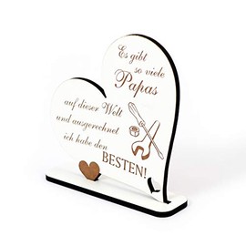 Decorative Stand Heart Saying "Bester Papa der Welt" Sign 15 x 14 cm