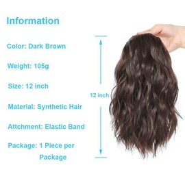 XFSRG 30 cm Ponytail Hairpiece with Drawstring and Wavy Design as Synthetic Hair Extension for Women for Easy Extension or as Voluminous Ponytail (Dark Brown)