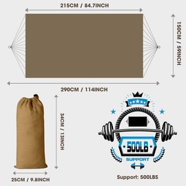 MOSFiATA Backyard Hammock with Tassels Max 500lbs Canvas Fabric Bohemian Style with Thickened Rope and Carry Bag for Outdoor, Garden, Patio, Wedding Decor (Khaki)