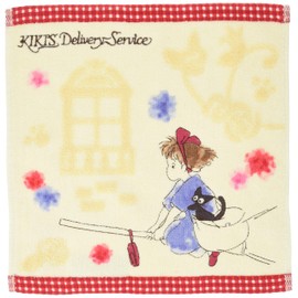 Marushin 1005035700 Ghibli Kiki's Delivery Service, Jiji Hand Towel, 9.8 x 9.8 inches (25 x 25 cm), Town of Dreams, 100% Cotton