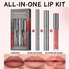 3PCS Lip Matte Makeup Set,3 In 1 Smooth Lipliner Lipgloss