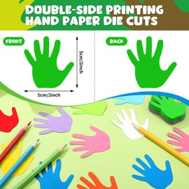 Moinchore 600 Pcs Small Hand Cutouts Paper 2 Inch Assorted Color Handprint Cutouts for Bulletin Board Hand Die Cuts Paper for Back to School DIY Craft Projects Class Classroom Decor
