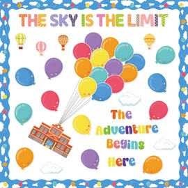 Balloons Bulletin Board Decoration: 40 Pcs The Adventure Begins Here Theme Decor for Party Classroom Door Back to School Bulletin Board Decor