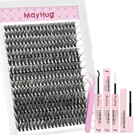 Mayhug Lash Extension Set 40D Wimpern Extensions Set 9-16mm Cluster Lashes 280Pcs D Curl Einzelne Wimpern Natürliche DIY Lash Extension Set für Anfänger(40D Kit)