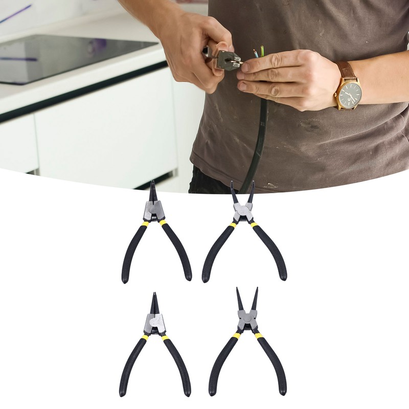 4Pcs Snap Ring Pliers Set Steel Circlip Pliers Kit with