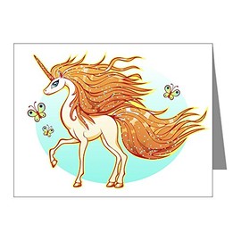 Truly Teague Note Cards (10 Pack) Golden Sparkle Unicorn with Butterflies