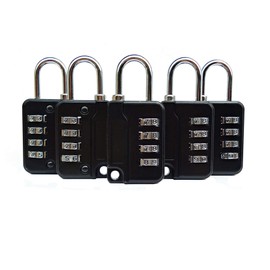 ZPLIUST - 4 Digit Combinations Padlock The Safe Cipher Lock, For Gym Outdoor & School Employee Locker, Toolbox, Fence, Hasp Cabinet, Resettable Combo Locks(Black 5 Pack) (Black 5 Pack)