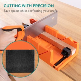 Navaris Mitre Box with Saw - Mitre Box with 43cm (16.9") Hand Saw Cutter Tool Included for Cutting Wood and 2 Built-in Clamps for Secure Woodwork