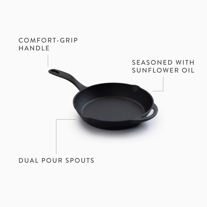 Barebones 12-Inch Cast Iron Skillet - Non Stick Frying Pans