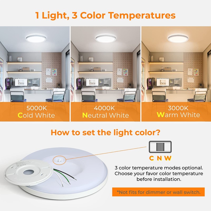 BLNAN LED Flush Mount Ceiling Light, 9 Inch 18W 3000K/4000K/5000K