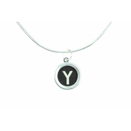 Miniblings Typewriter Keys Snake Necklace 45cm Chosse a Letter Name Initial Black, Letter:J