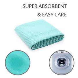 Eunzel Yoga Towel,Hot Yoga Mat Towel - Sweat Absorbent Non-Slip for Hot Yoga, Pilates and Workout 24" x72(Grip Dots,Teal)