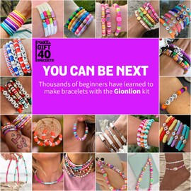 Gionlion 5200 Clay Beads Bracelet Making Kit for Beginner, Friendship Preppy Polymer Heishi Beads for Bracelets Jewelry Making kit with Charms, DIY Arts and Crafts Gifts Toys for Ages 6-13