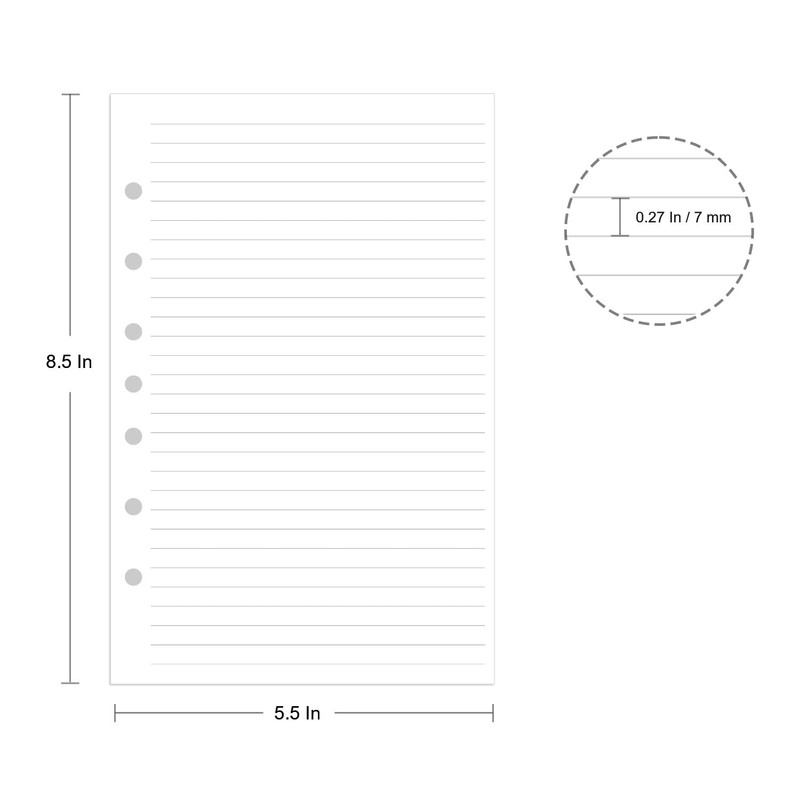 7-Hole Lined Refills Paper, A5 Filler Paper for Planner Inserts,