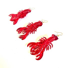 GZYSSL 12 Pcs Mardi Gras Red Carwfish Earring Pendant Decoration Mini Beach Lobster Pendant Earrings Gift