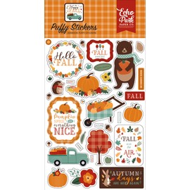 Echo Park Paper Company Happy Fall Puffy Stickers, Orange, red, Teal, Brown, Yellow