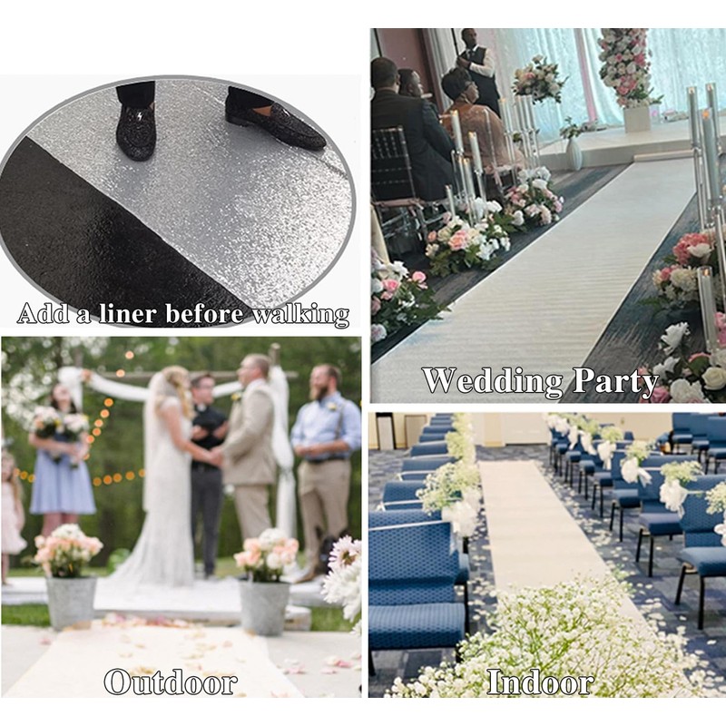 DUOBAO Aisle Runner for Wedding 15FTx2FT Sequins Indoor Outdoor Ceremonies