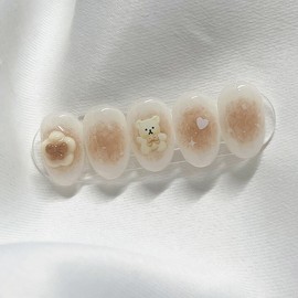 [Handmade Nail Tips] Cozy Bear Nail Tips - Petit Almond / [수제네일팁] 포근포근베어 네일팁 - 쁘띠아몬드